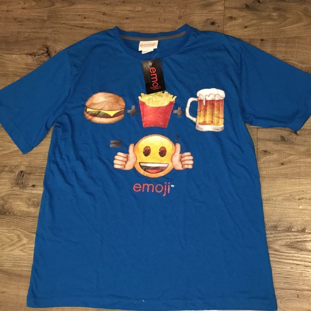 Funny Emoji thumbs up beer fries burger t shirt